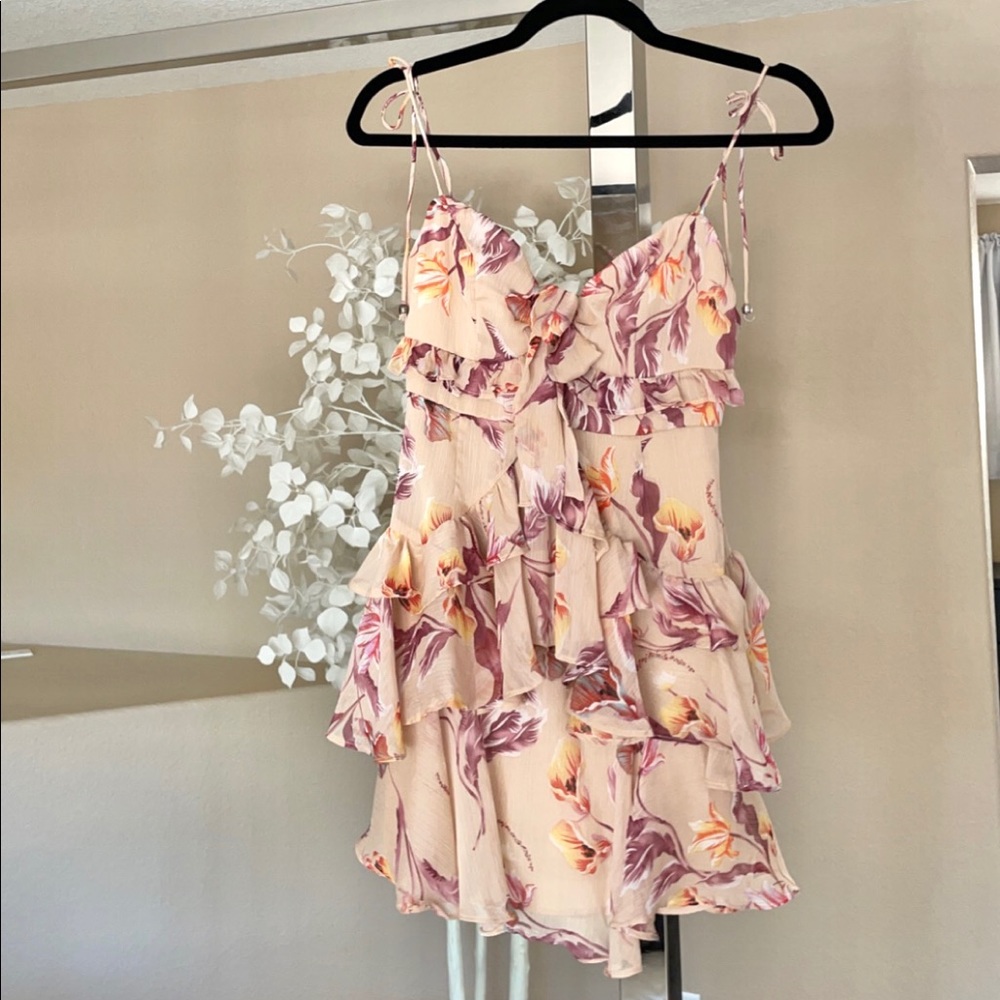 HELLOMOLLY Beige & Purple Floral Dress